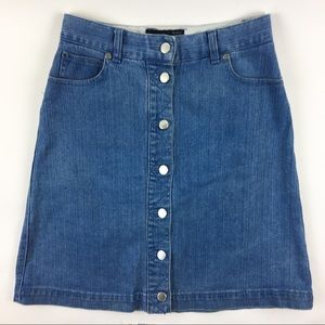 Heather Button Front Denim Skirt